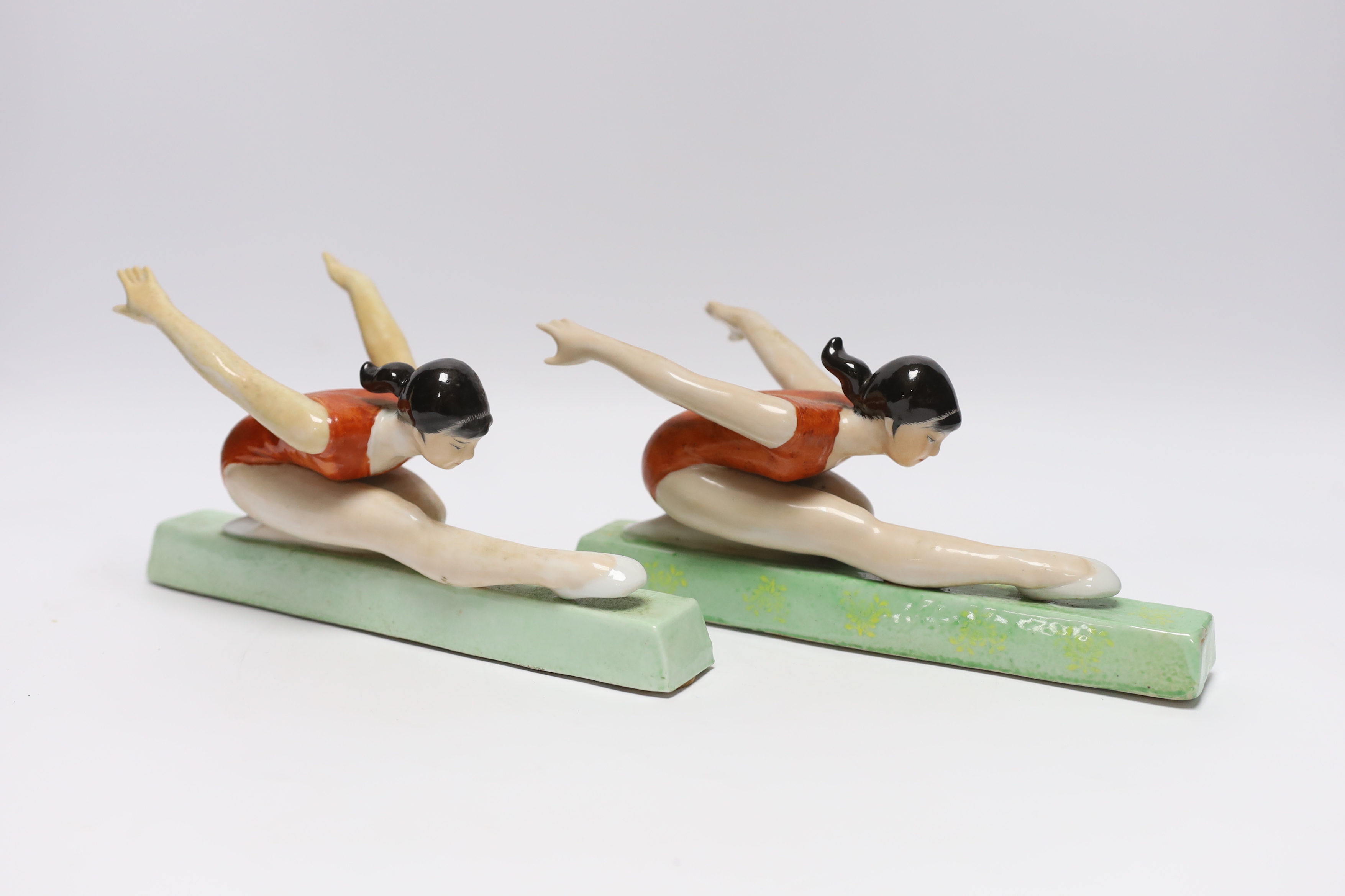 A pair of Chinese Cultural Revolution figures of ballerinas, 23.5cm long